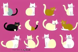 cute cat isolated illustrations