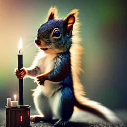 a cute litte squirrel wearing Hanfu, holding a large candle, BK complex detail, cinema, reality, detail, octane rendering, stoic cinematic 4k epic detailed photograph shot on kodak detailed bokeh cinematic hbo dark moody 8k, 85mm f/16 by leica