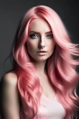 beautiful woman with long pink hair