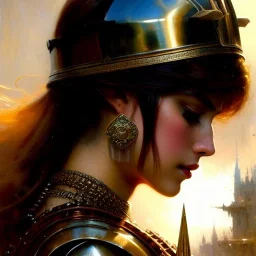 portrait beautifull face girl medieval metal armor balanciaga fashion clothe painting by gaston bussiere, greg rutkowski, yoji shinkawa, yoshitaka amano, tsutomu nihei, donato giancola, tim hildebrandt, oil on canvas, trending on artstation, featured on pixiv, cinematic composition, extreme detail