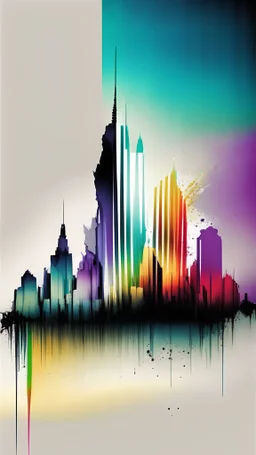Skyline rainbow brushstroke abstract