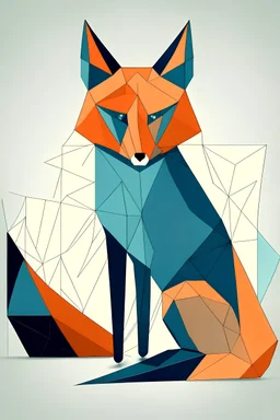 geometric fox with 2 regular polygone and 5 rectangular triangles