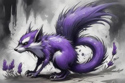 A purple poison elemental skunk painted by Guo Xi