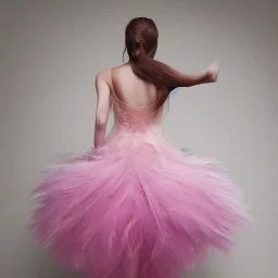 dress made out of feathers and tulle, stunning colors, beautiful lighting, delicate composition, aesthetic, ballerina, ballgown