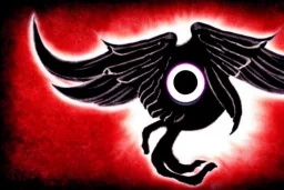 wings, freaky crazy evil eye with wings, laughing, flying, satan wings, dark, terror, horror