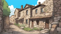 3 view, Kurdistan, Stone country house, old alley, vector, Flat Color, 1800 AD, Digital Painting, Vector, Real, Comic strip, Character, Animation, computer generate, Illustration, story board
