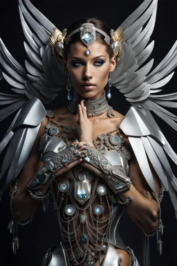 Digital photography,beautiful angel cyborg jewelry diamonds,full body