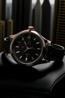 Contrast the Monarch watch against the bustling cityscape or a contemporary skyline, reflecting the juxtaposition of modernity and classic style.