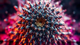 a mandelbulb 3d fractal made of metallic random color structures, pertty artistc background