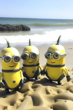 minions in a beach