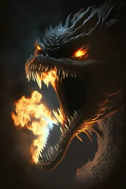 Black monster made by shadow and bone fire out from his mouth animation video