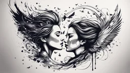 ink design, woman and man, let the memory of our dreams fly, Your love