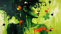 lyrical abstraction, a brutalist designed, rich deep vivid green colours, broad brush, painted by francis bacon, michal mraz, adrian ghenie, nicola samori, james jean and petra cortright, part by gerhard richter, part by takato yamamoto. 8 k masterpiece