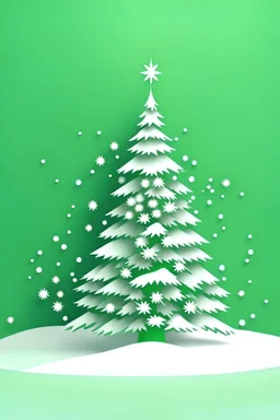 illustration of a 2-dimension green Christmas tree surrounded by snow.