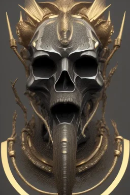 Anunnaki black male African Egyptian alien, cracks in the voodoo head, wicked, eyes, Elephant, 8k, finely detailed, photo realistic, tiger turquoise skull head gold dragon helmet space alien silver surfer skeleton gold olmec silver crown silver eyes