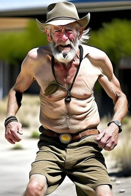 runner drunk old cowboy in pants Bare