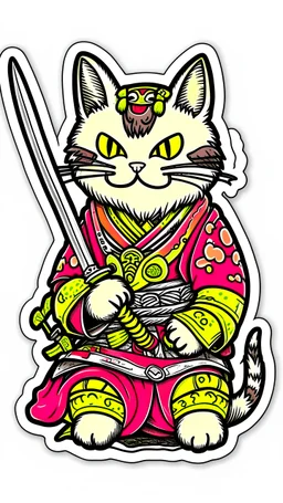 Samurai cat sticker