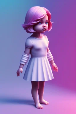 isometric clean art of super cute child girl, soft lighting, soft pastel gradients, high definition, 3d icon clay render, blender 3d