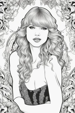 coloring pages of taylor swift for adults, Designs Black and white, No Shading