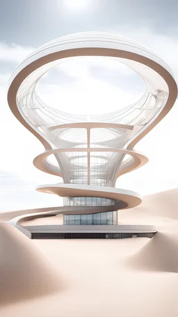 A massive futuristic greenhouse structure on a dune landscape.