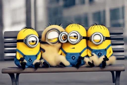 A cool minions sitting on the bench