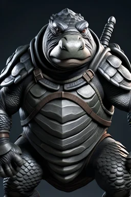 War background a muscular turtle with tungsten armor with a two turret weapon in his shoulder