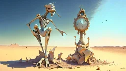 A statue with feet like a melted clock walked through a desert of crystalline apples, where ants built castles in the sky and the sun's eyes blinked to the rhythm of a heart of bones.