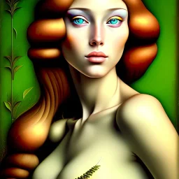 portrait of a beautiful woman with green eyes by Sandro Botticelli style