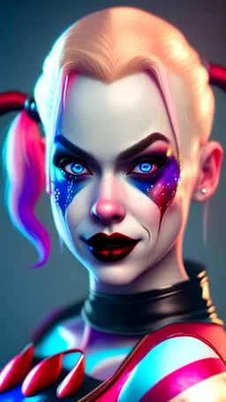 Harley Quinn, high delicate defined details, beautiful, atmospheric, matte, 3 d 8 k octane rendered, sharp focus, illustration, high detail, ultra realistic, highly saturated colors