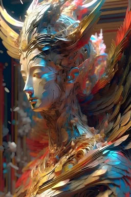 high quality, 8K Ultra HD, highly detailed, Abstraction, Oil, Sketch, asian angels, Contrast, Depth, Creativity, Imagination, Renaissance, luminism, 3d render, octane render, awesome full color