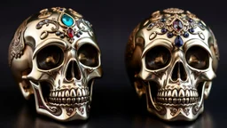 Calaveras con diseños de metal o piedras preciosas