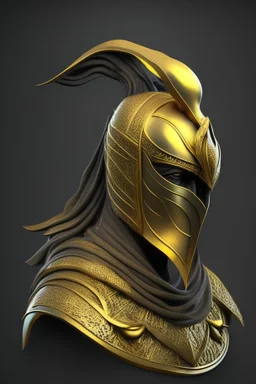 Arab warrior,gold, rounded, 3D, 8k, black background