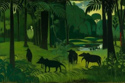 Black woods with beetles painted by Paul Gauguin