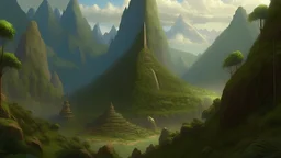a beautiful and highly detailed digital painting of a stone pyramid in the distance, a massive lush mountainous jungle, intricate details, epic scale, hyperdetailed, hyperrealism, artstation, cgsociety, 8 k, sharp focus, by caspar friedrich, albert bierstadt, james gurney,