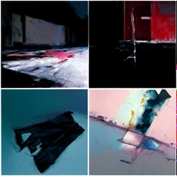 Minimal abstract oil paintings close up body parts and concrete fragments, in carpark, illuminated at night, style of Justin Mortimer and Francis Bacon