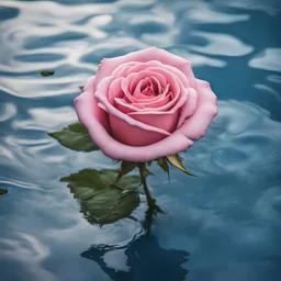 pink rose flower on blue surface water