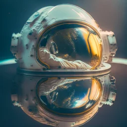 astronaut helmet reflecting the starts