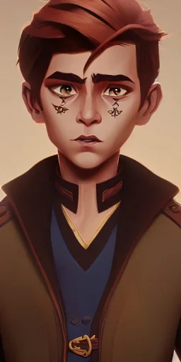 Portrait of a handsome brown haired little warlock kid by Nick Harris