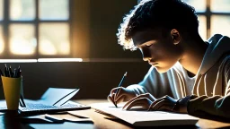 The image for the article depicts a young person sitting in front of a laptop in a well-lit room filled with natural light. The individual appears entirely focused on the process of online learning, holding a pen in their hand and jotting down important notes. On the screen in front of them, an educational interface can be seen, featuring a variety of learning materials, including e-books and educational videos. The image conveys the concept of self-directed learning and personal development thr