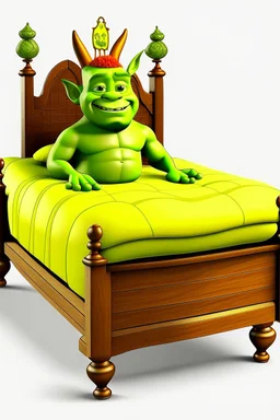 gold shrek bed with no background