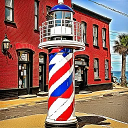 A barber shop pole is also a lighthouse.