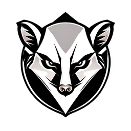 Rat face(Angry) logo on a triangular shield shape, vector(black white and gray)