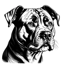 A line art of dog (American Staffordshire Terrier). make this black and white and a bit filly.