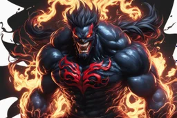 Venom Akuma in 8k anime cgi draw style, fight them, neon effect, close picture, rain, highly detailed, high details, detailed portrait, masterpiece,ultra detailed, ultra quality