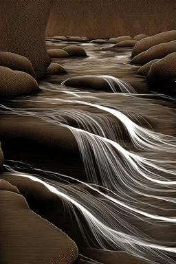 Ribboned River: Water flowing with strands.