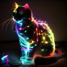 Cat made of colored lights