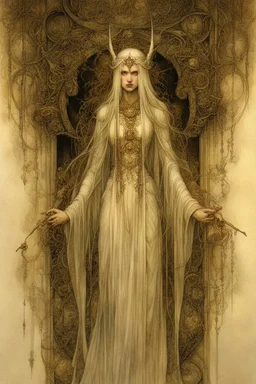 The Priestess Of Blood. Alan Lee, Arthur Rackham, Stephen Gammel, Dark Fantasy, Extremely Detailed, Detailed, Beautiful Face, Dynamic Pose, Beautiful Eyes, Perfect Composition, Intricate Details, Horror