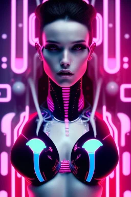 cyberpunk, pink latex body, women, body portrai, big boobs, highlight eyes perfect, skin, tron, cyborg, perfekt sexy, real, dream, hr giger