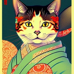 Ukiyo-e Style ,cute cat