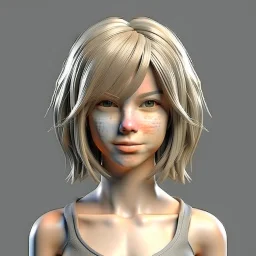 front view female 3d character hair